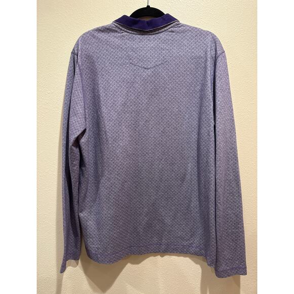 Robert Graham Mens Large Classic Fit Polo Long Sleeve Shirt Purple Geometric - Picture 3 of 4